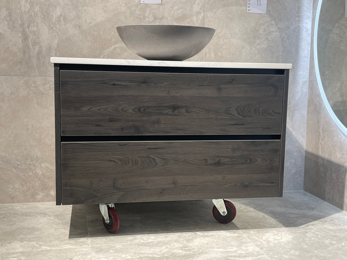 Abode Vanity Stone Top 900mm Fumed Oak