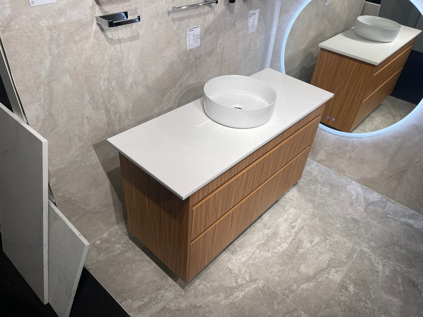 Abode Vanity Stone Top 1100 mm Prime Rimu Woodgrain