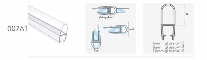 Bumper | Frameless Bottom or Door End Seal for 10 mm glass (Black)