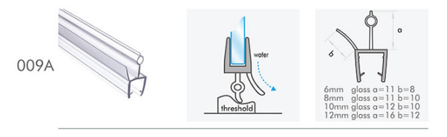 Salute | Frameless Bottom Door Seal for 10 mm glass (Black)