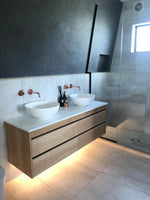 Abode Vanity - 2 Drawers Stone Top - Solid Oak Finish