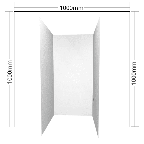 Shower Liner 3 sided 1000x1000x1000 Flat