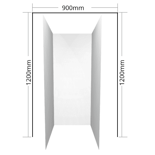 Shower Liner 1200x900x1200 3 sided Flat 1950mm high for std Showers
