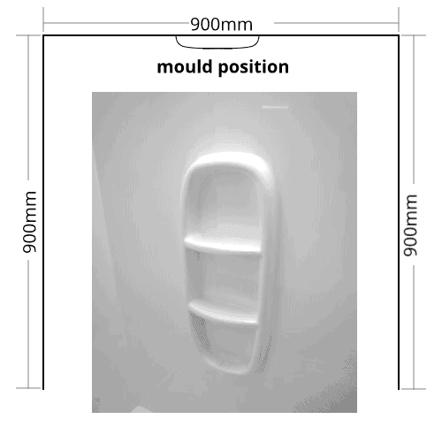 Shower Liner 3 sided 900x900x900 Moulded