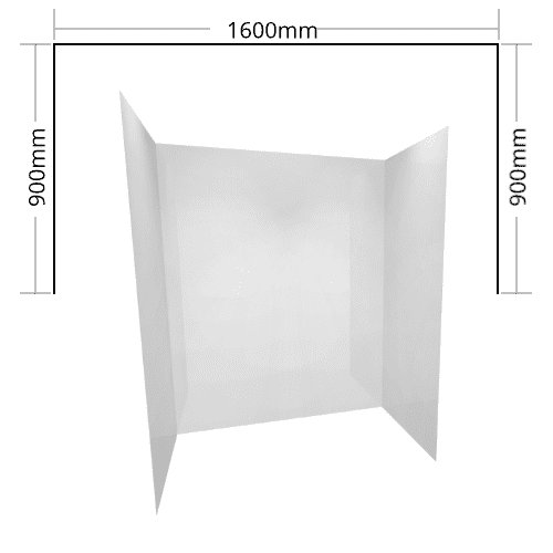 Shower Liner 3 sided 1600×900 Flat