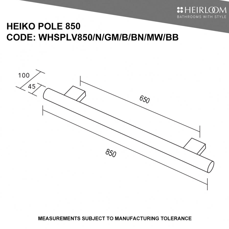 Minimalist | Round Vertical Heated Towel Bar 12V 850MM