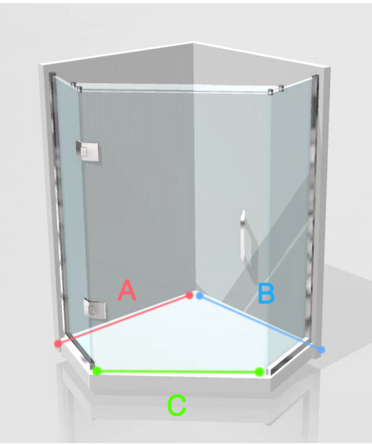 Angle Frameless Glass Hinged Shower