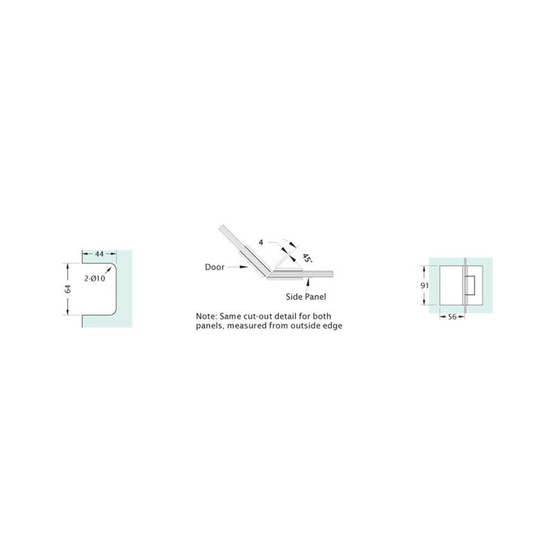 Abode Shower Hinges 135 Degree Chrome