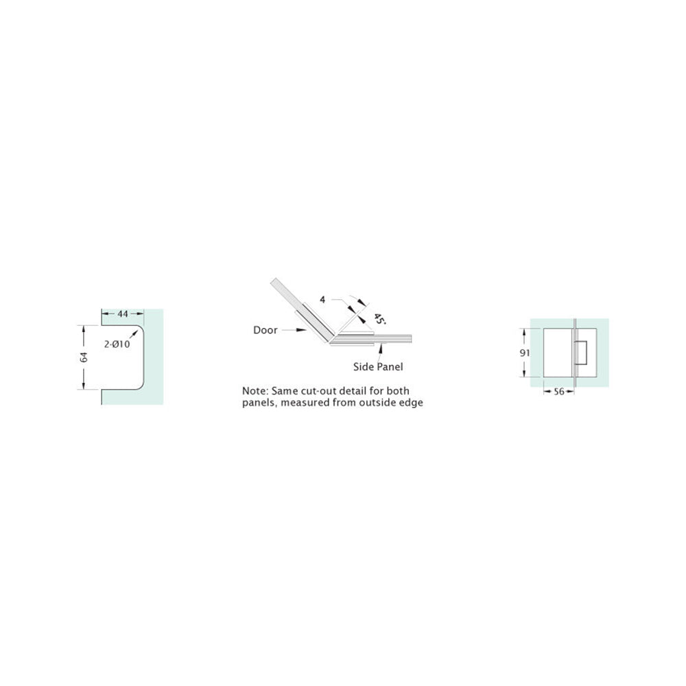 Abode Shower Hinges 135 Degree Brushed Nickel