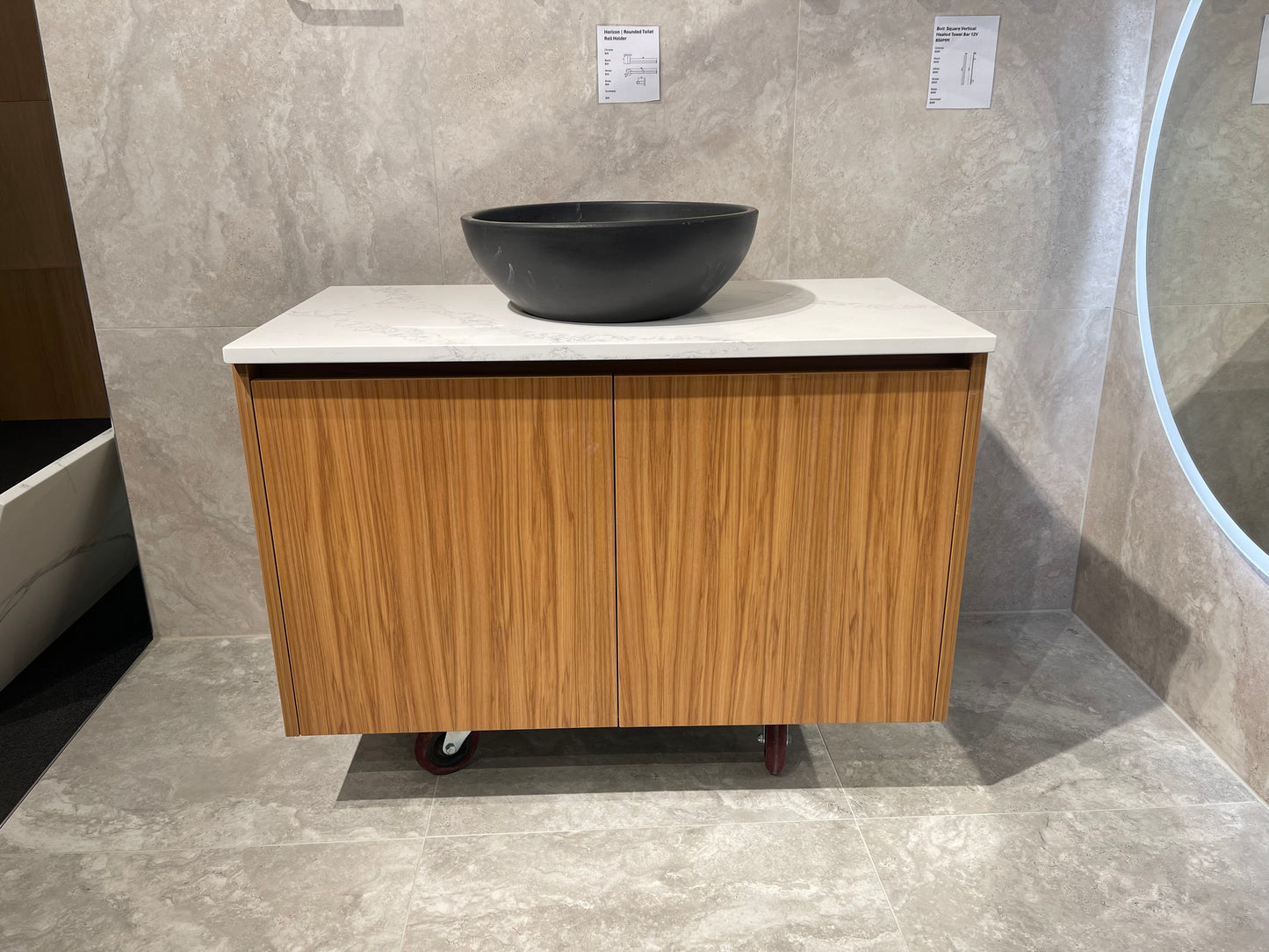 Abode Vanity Stone Top 900 mm Prime Rimu Woodgrain