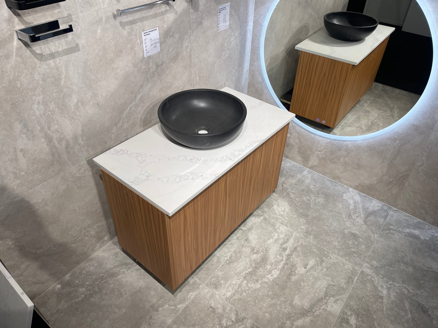 Abode Vanity Stone Top 900 mm Prime Rimu Woodgrain