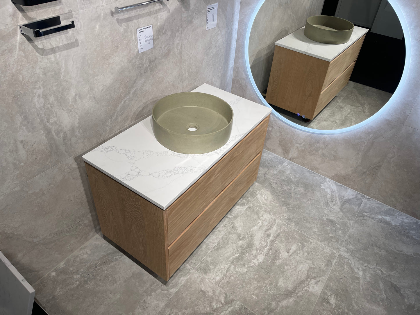 Abode Vanity Stone Top 900 mm Oak Veneer