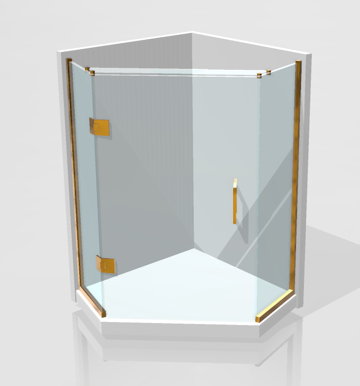 Angle Frameless Glass Hinged Shower
