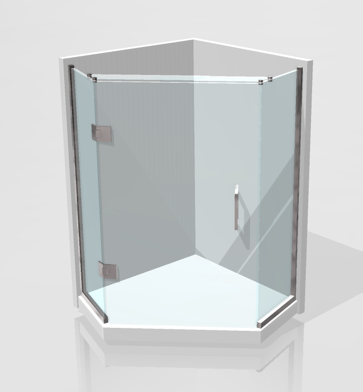 Angle Frameless Glass Hinged Shower