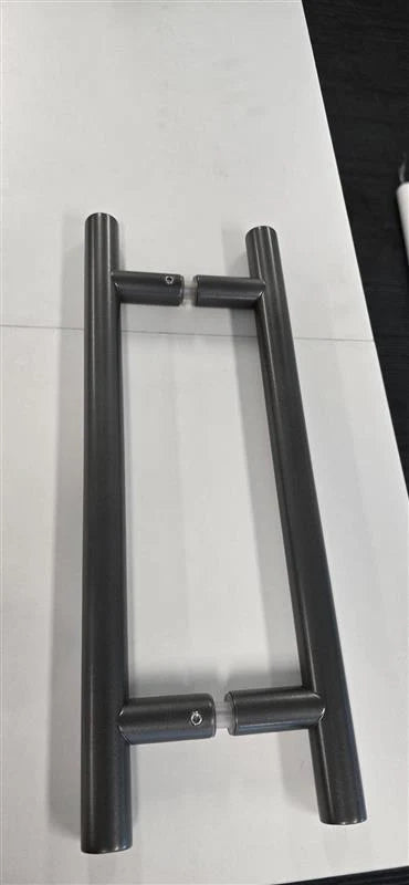 Round H Handle - 250mm Centres - Powdercoated Gunmetal