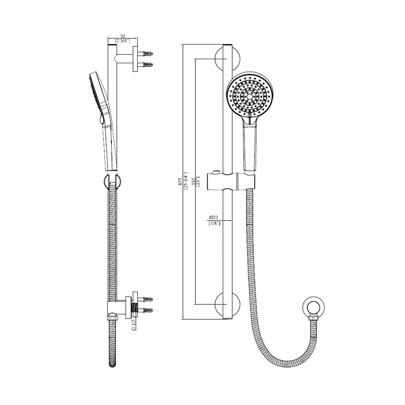 Disc Round - Adjustable Slide Shower