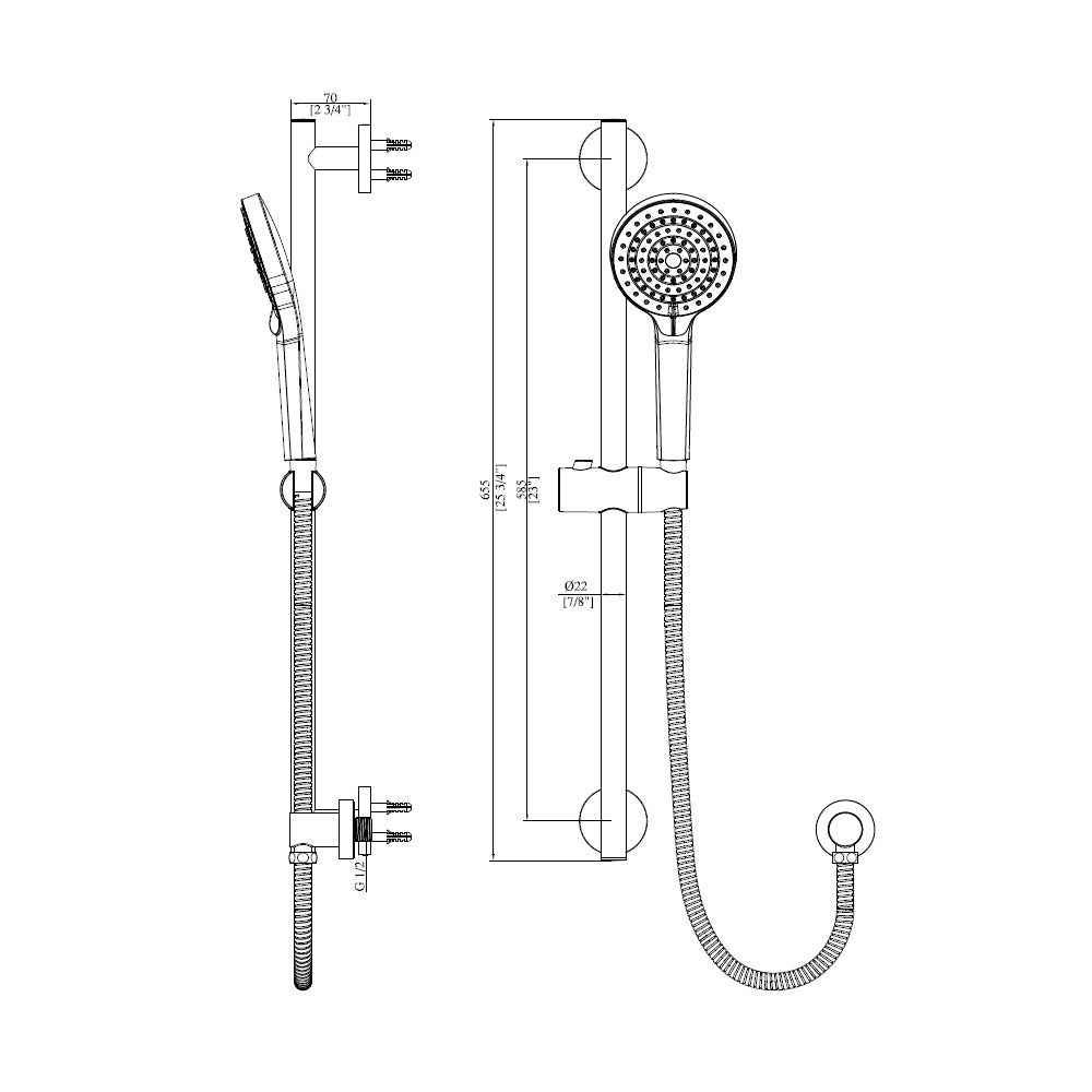 Disc Round - Adjustable Slide Shower