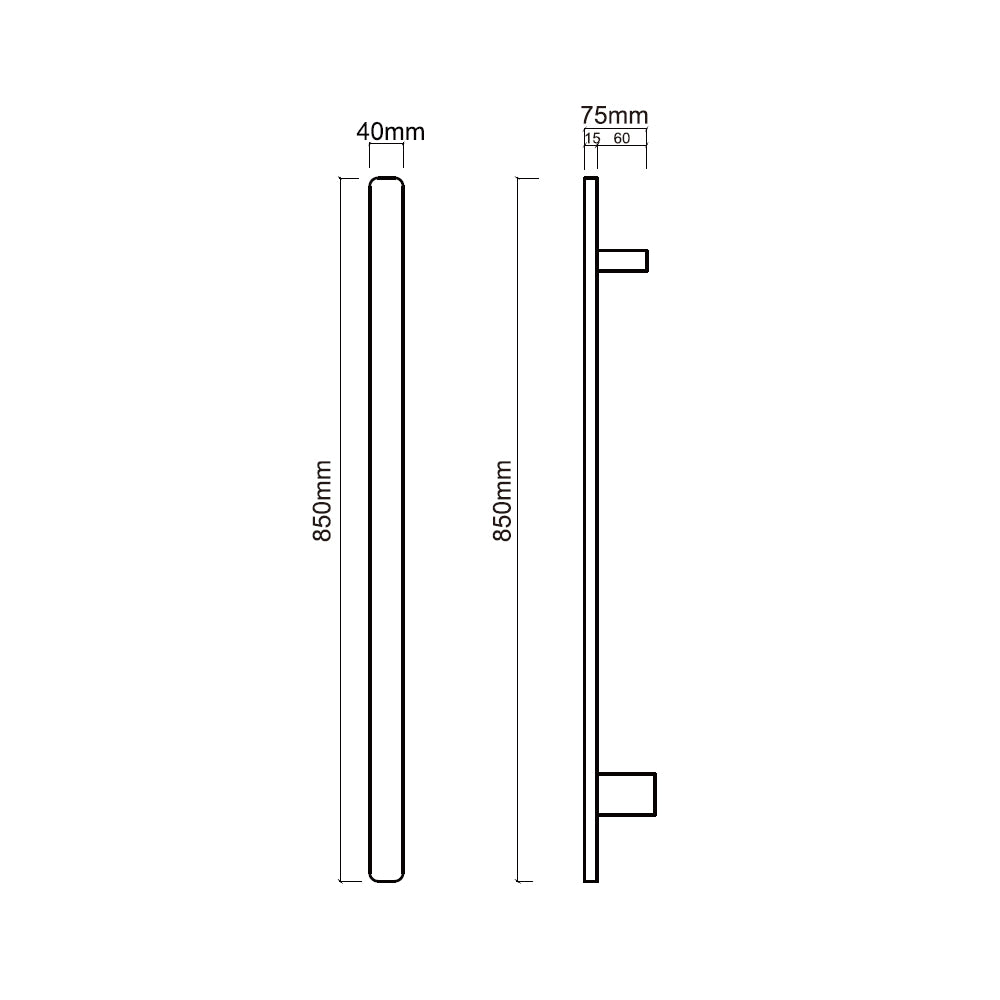 Bolt | Square Vertical Heated Towel Bar 12V 850MM