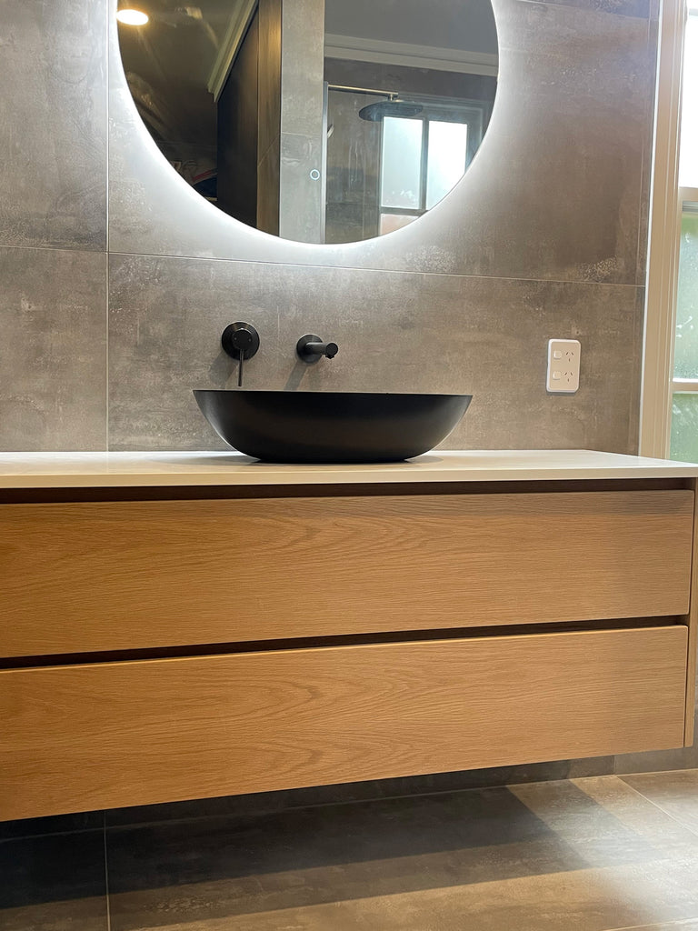 Abode Vanity & Stone Top - Oak Veneer Finish