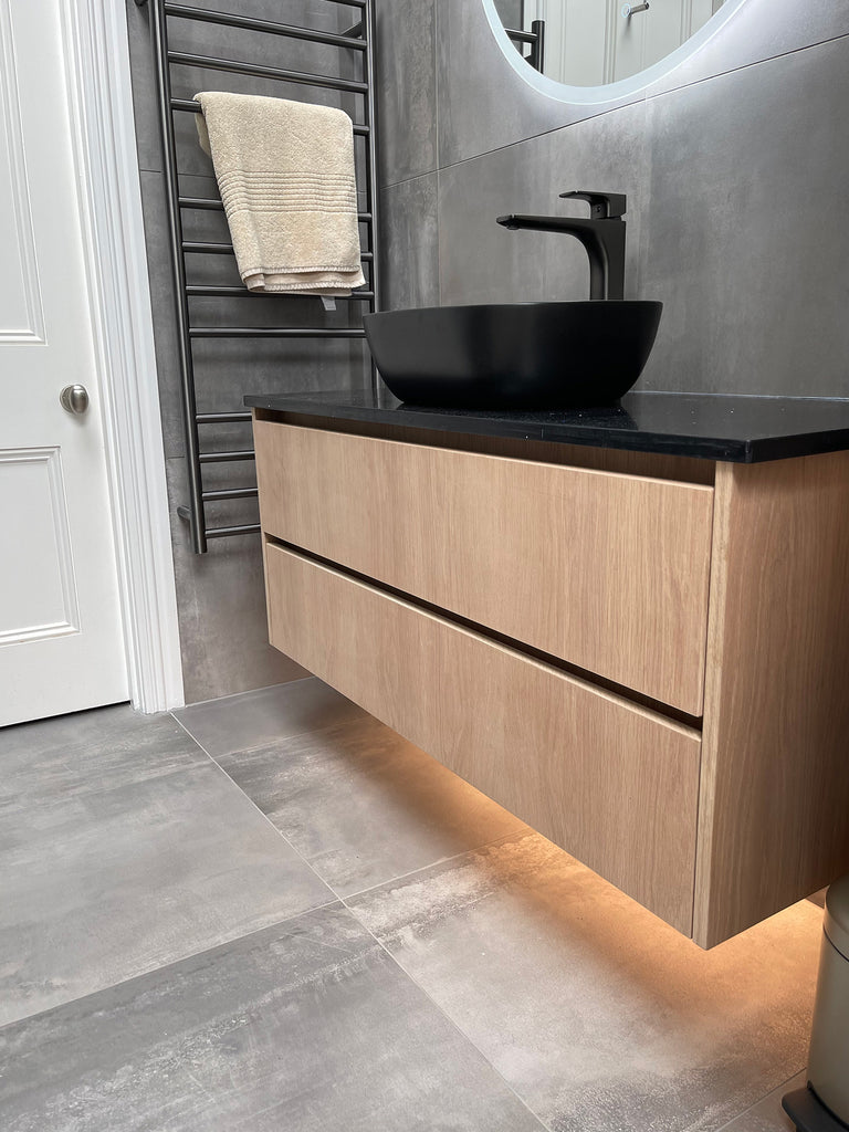 Abode Vanity & Stone Top - Oak Veneer Finish
