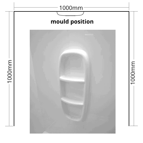 Shower Liner 3 sided 1000x1000x1000 Moulded