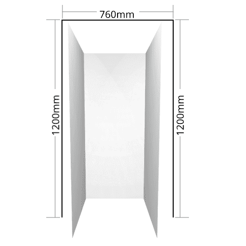 Shower Liner 3 sided 1200x760x1200 Flat