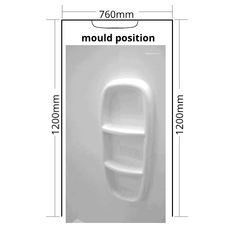 Shower Liner 3 sided 1200x760x1200 Moulded