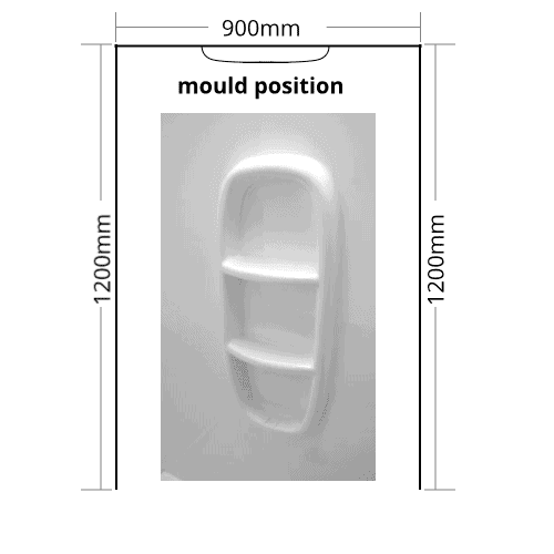 Shower Liner 1200x900x1200 3 sided Moulded 1950mm high for std Showers