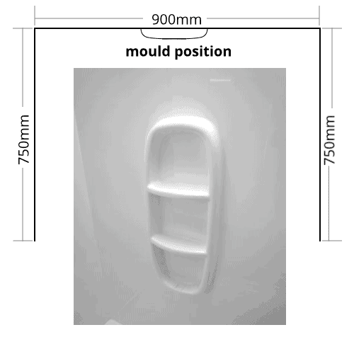 Shower Liner 3 sided 750x900x750 Moulded