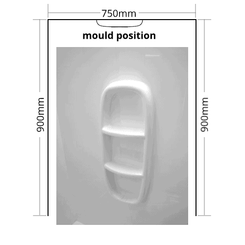 Shower Liner 3 sided 900x750x900 Moulded