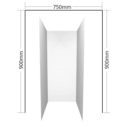 Shower Liner 3 sided 900x750x900 Flat