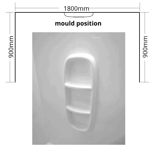 Shower Liner 3 sided 1800×900 Moulded