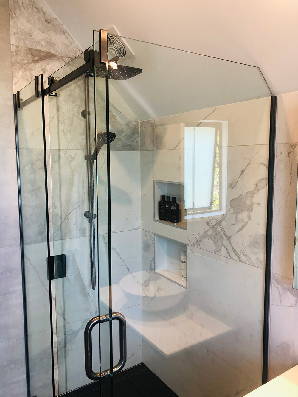 Frameless Glass Alcove Shower - Sliding Door