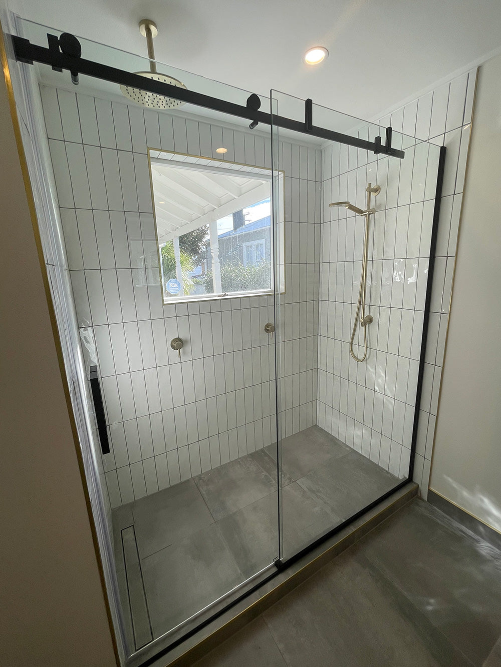 Frameless Glass Alcove Shower - Sliding Door